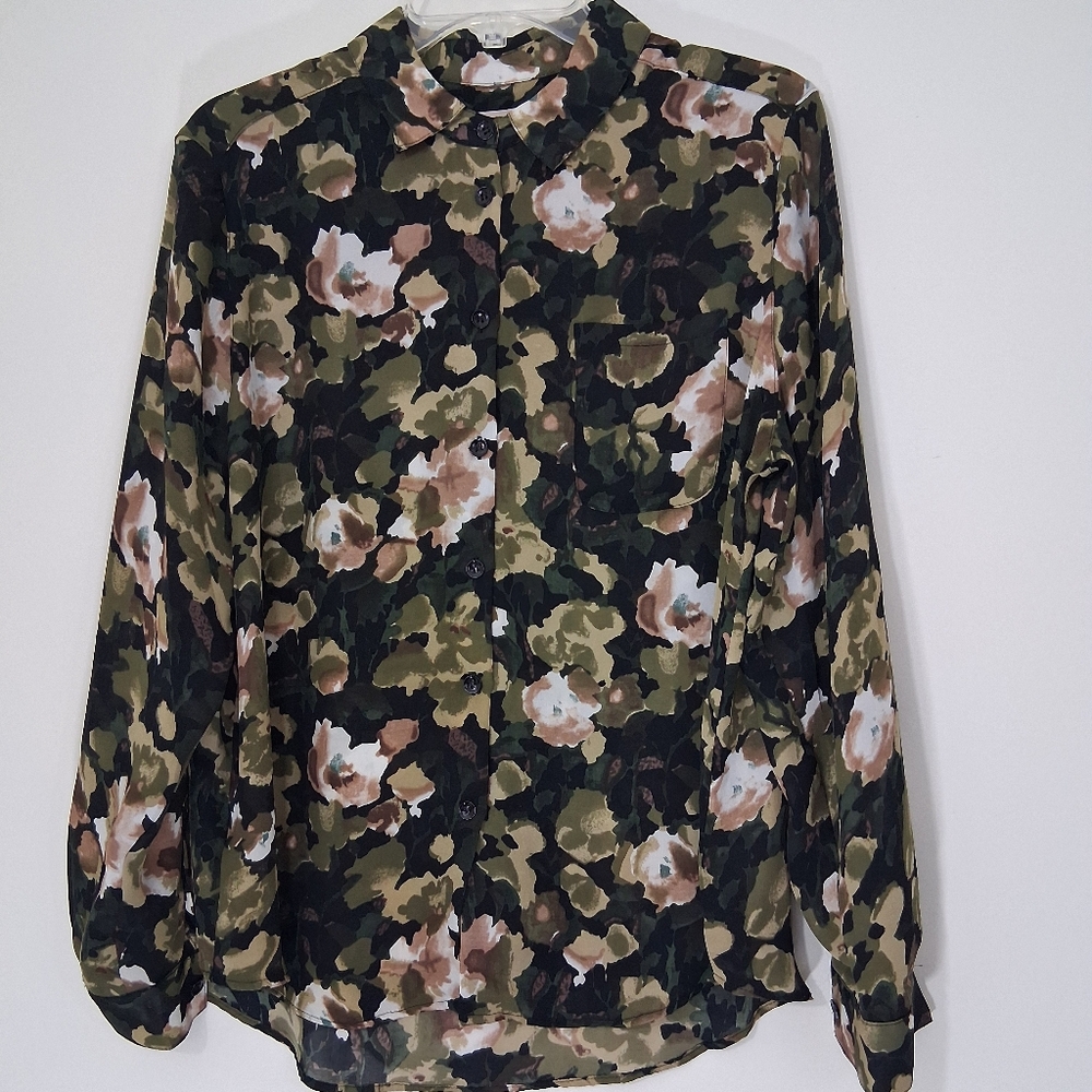 Philosophy Floral Long Sleeve Button Down Blouse, Size Medium